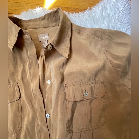 Chico’s Long Sleeve Silky Button Down Shirt 💛 - Picture 6 of 12